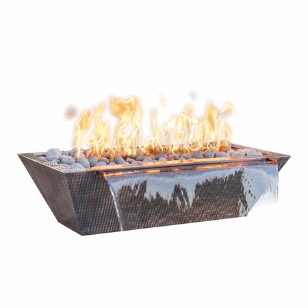 The Outdoor Plus 48 Rectangular Linear Maya Fire & Water Bowl - Copper - Match Lit - Natural Gas OPT-4820MCFW-NG
